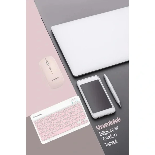 Pembe Kablosuz Klavye Ve Mouse Seti - Resim 5