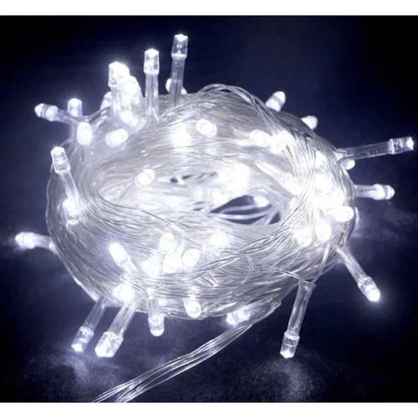 10m 100 Led Boncuk Lamba Beyaz Işık Şeffaf Kablo ürün görseli 1