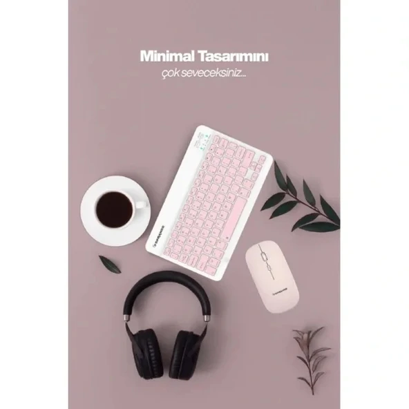 Pembe Kablosuz Klavye Ve Mouse Seti - Resim 2