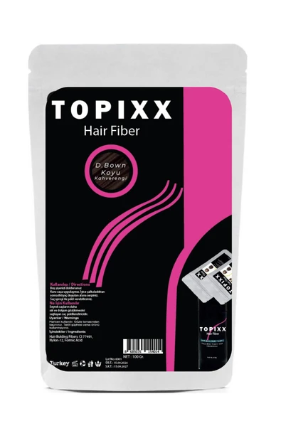 Topixx 100 Gr. Koyu Kahve(Dark Brown.) Saç Dolgunlaştırıcı Topik Toz Fiber A Kalite ürün görseli 1