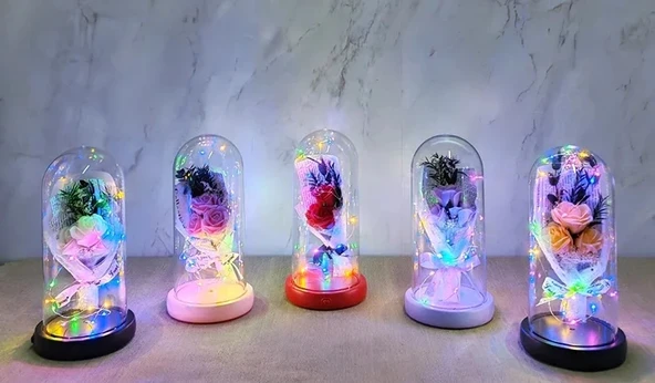 Işıklı Müzikli Romantik Gül Buketi ürün görseli 1