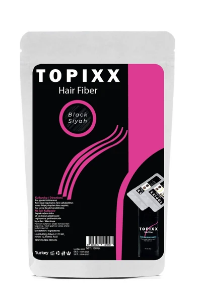 Topixx 100 Gr. Siyah/Black Saç Dolgunlaştırıcı Topik Toz Fiber A Kalite ürün görseli 1