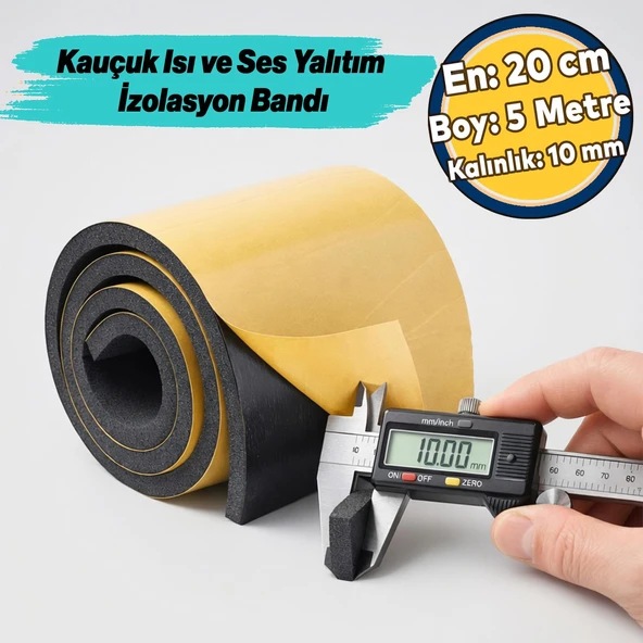 Araç Ses Isı Yalıtım İzolasyon Bandı Epidyen Yapışkanlı En:20 cm Kalınlık:10 mm Uzunluk 5 Metre Kauçuk ürün görseli 1