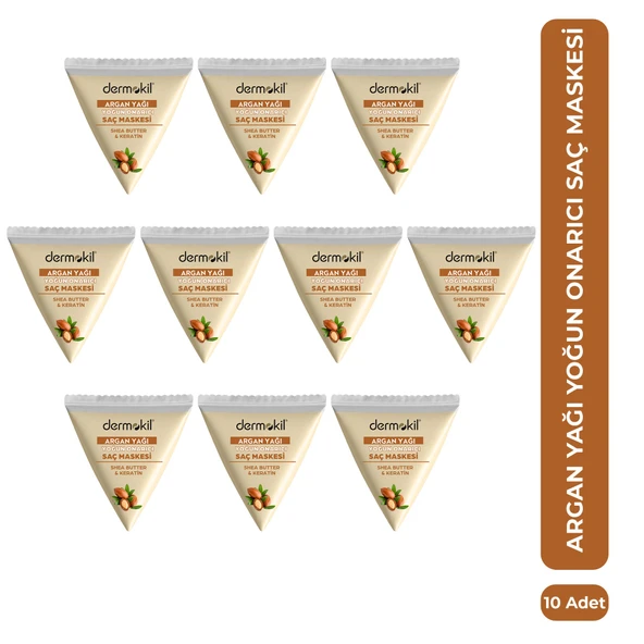Dermokil Argan Özlü Yoğun Onarıcı Saç Maskesi 25 ml x 10 Adet ürün görseli 1