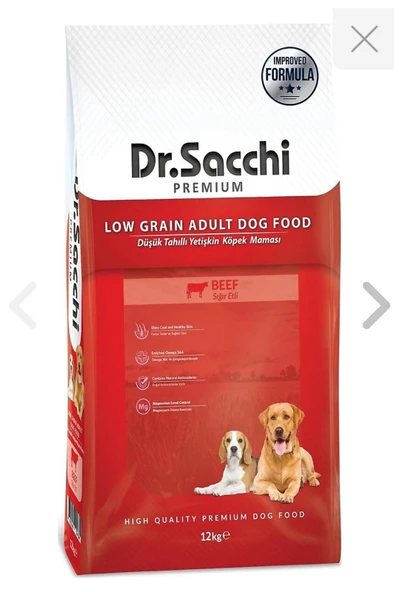 Dr. Sacchi Premium Düşük Tahıllı Sığır Etli 12 kg Yetişkin Köpek Maması ürün görseli 1