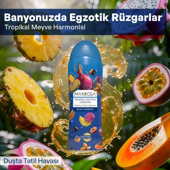 Maxrosa Tropikal Meyveler Duş Jeli 600 ml - Resim 3