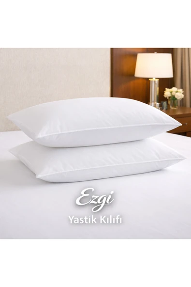 %100 Pamuk Akfil Otel Tipi Kapaklı Yastık Kılıfı – Kalın Kumaş Dayanıklı Yastık Kılıfı (Otel Tipi) 50 x 70 ürün görseli 1
