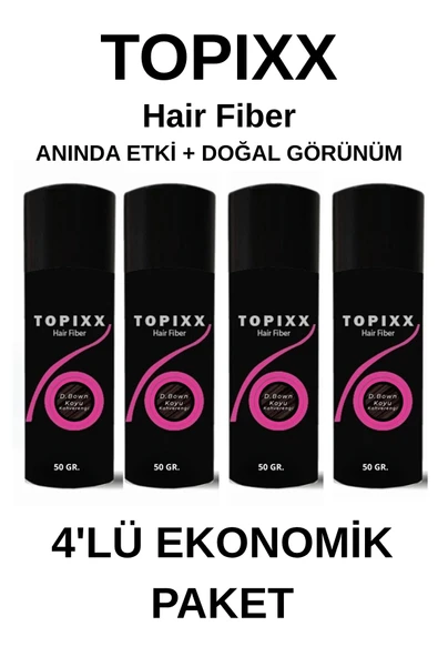 Topixx 50 Gr. 4'lü Ekonomik Set Saç Tozu Koyu Kahve/Dark Brown Saç Dolgunlaştırıcı Toz Topik ürün görseli 1