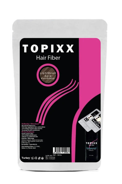 Topixx 100 Gr. Açık Kahve/Light Brown Saç Dolgunlaştırıcı Topik Toz Fiber A Kalite ürün görseli 1