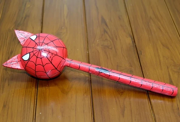 Ahşap Kedili Spiderman Marakas Tekli ürün görseli 1