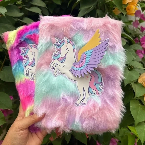 Unicorn Tasarımlı Peluş Hatıra Defteri - Resim 3