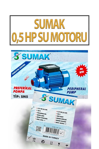 0,5 HP Su Motoru 220 Volt 2,4 Amper - Resim 2