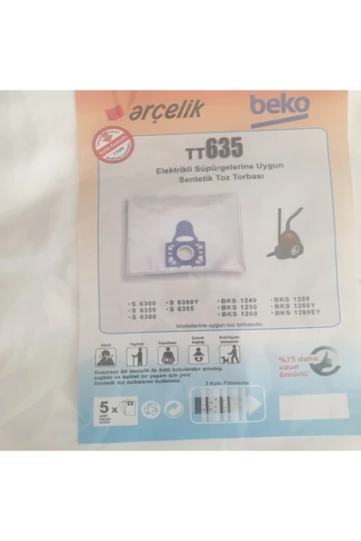 Arçelik Bez Süpürge Torbası 5 Li ürün görseli 1