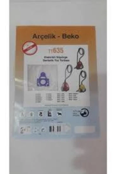 Arçelik Beko Tt635 Elektrikli Süpürgelerine Uygun Sentetik Toz Torbası 5 Adet ürün görseli 1