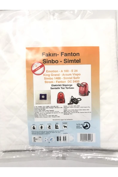 FAMOUS  Arçelik 6660 Sentetik Süpürge Toz Torbası 5 Adet ürün görseli 1