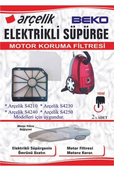 Arçelik S 4210 4230 4240 4250 Süpürge Motor Koruma Filtresi 2'li ürün görseli 1