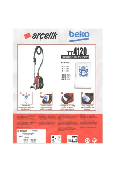 Arçelik S 4120 Süpürge Modeli 5 Adet Toz Torbası Tt4120 ürün görseli 1
