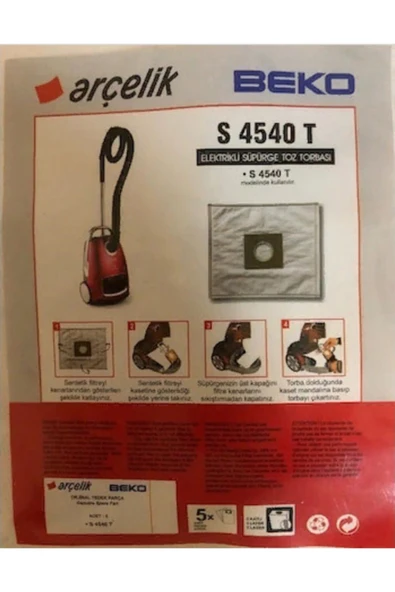 Arçelik - Beko S 4540 Elektrikli Süpürge Toz Torbası (5 Adet) ürün görseli 1