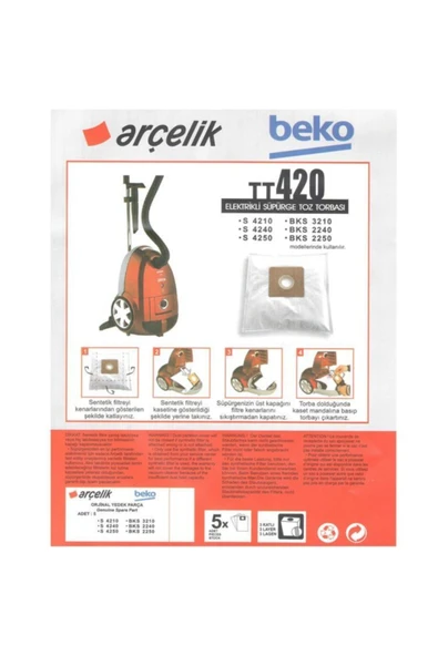Arçelik Tt 420 Süpürge Toz Torbası ürün görseli 1