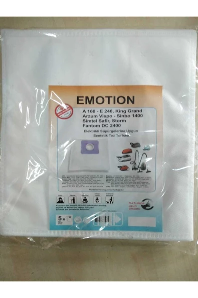 Emotion Elektrikli Süpğrge Toz Torbası ürün görseli 1