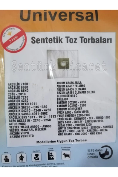 Vestel Yıldız A8000-a9000 Elektrikli Süpürge Toz Torbası Biz 5 Adet ürün görseli 1