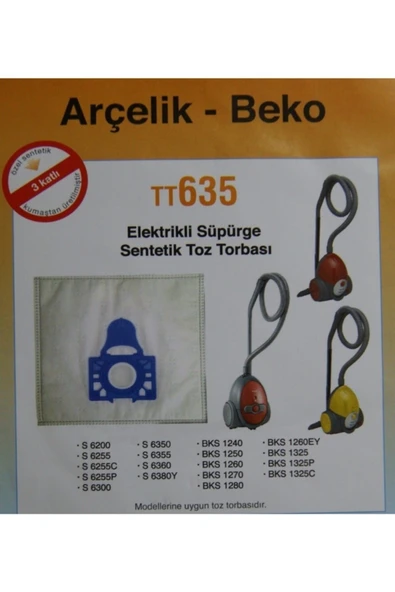Arçelik 635 Elektrikli Süpürge Toz Torbası 5'li Paket ürün görseli 1
