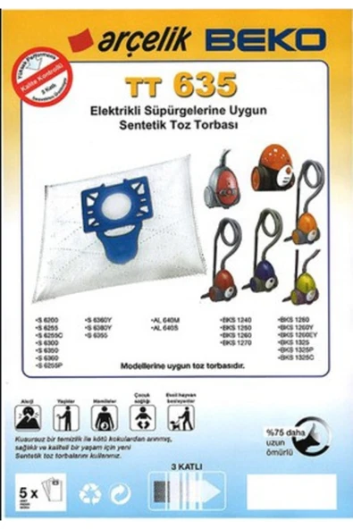 Arçelik Tt635-beko Süpürge Torbası 5 Adet ürün görseli 1