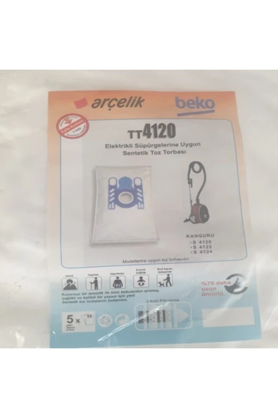 Arçelik Beko Kanguru Modeli Süpürge Torbası 5 Li ürün görseli 1