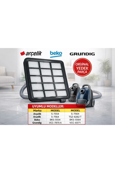 Arçelik S7564 Torbasız Süpürge Motor Koruma Filtresi ( SİYAH ÖN FİLTREDE 15 KÜÇÜK KARE BULUNUR ) ürün görseli 1