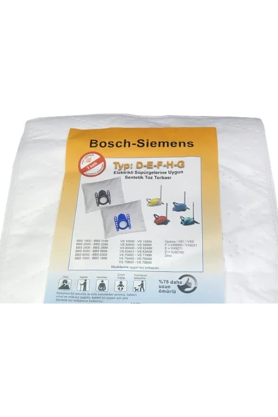 Bosch Siemens Type Defhg Uyumlu Süpürge Torbası 5 Adet ürün görseli 1