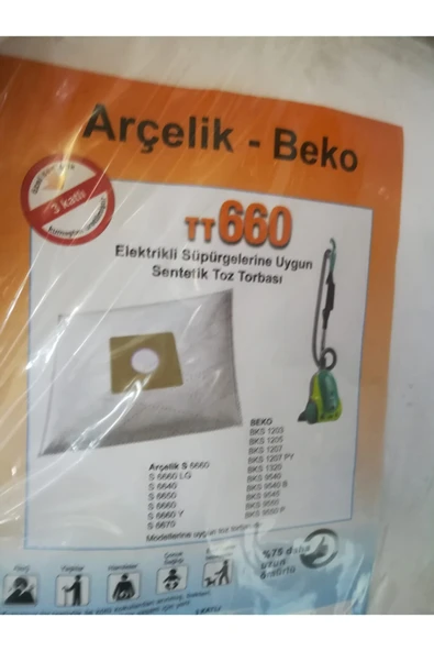 Beko Arçelik S6660-s-6640-s6650-s6660-s-6660y-s6670 5li Bez Torba ürün görseli 1
