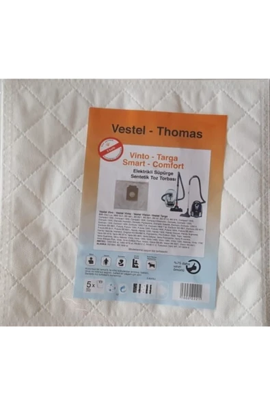 Vestel - Thomas Elektrikli Süpürge Sentetik Toz Torbası Vinto - Targa - Smart - Comfort (5 Adet) ürün görseli 1