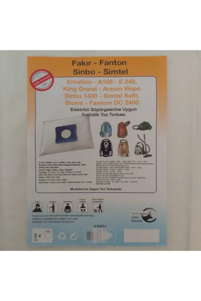 Emotion Fakir-fantom 5 Adet Bez Toz Torbası ürün görseli 1