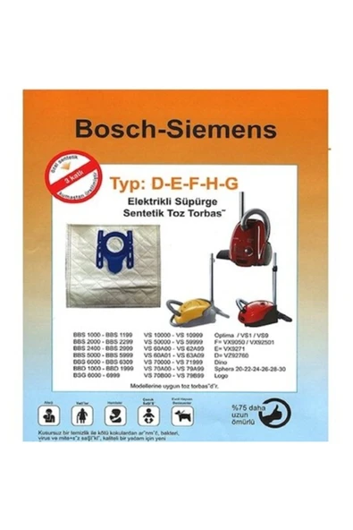 Bosch - Siemens Type: D-e-f-h-g Süpürge Torbası 5 Adet ürün görseli 1