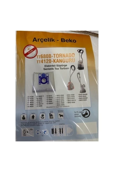 Arçelik 420 Elektrikli Süpürge Toz Torbası 5'li Paket ürün görseli 1