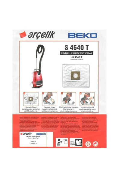 Arçelik S 4540 T Süpürge Modeli 5 Adet Toz Torbası S 4540 ürün görseli 1