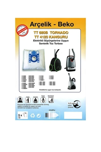Arçelik Beko Tt680b-tt4120 Toz Torbası ürün görseli 1