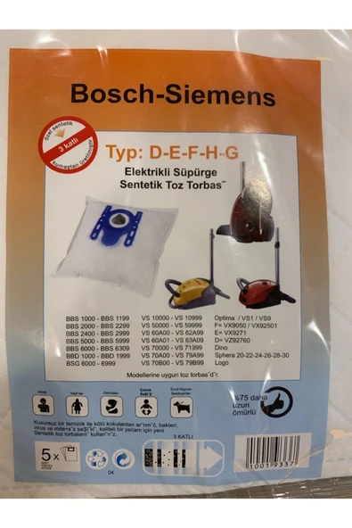 Bosch Özel Sentetik 3 Katlı Süpürge Toz Torbası ürün görseli 1
