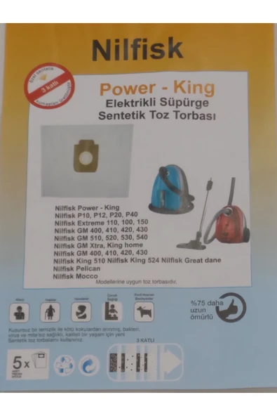 Nilfisk NİLFİSK SENTETİK TOZ TORBASI 5 Lİ (X2 10 ADET) ürün görseli 1