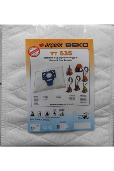 Arçelik - Beko Tt 635 Elektrikli Süpürge Sentetik Toz Torbası (10 Adet) ürün görseli 1