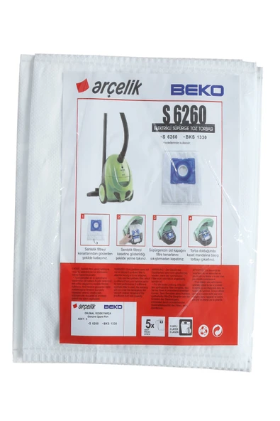 Arçelik S 6260 Elektrikli Süpürge Torbası 5 Adet Bc0003 ürün görseli 1