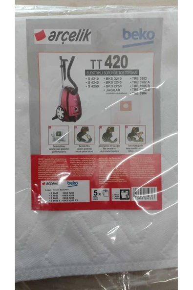 Arçelik Tt 420 Bez Toz Torbası 1 Paket (5 ADET) ürün görseli 1