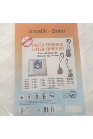 Arçelik Tornada Ve Kanguru Uyumlu Süpürge Torbası ürün görseli 1