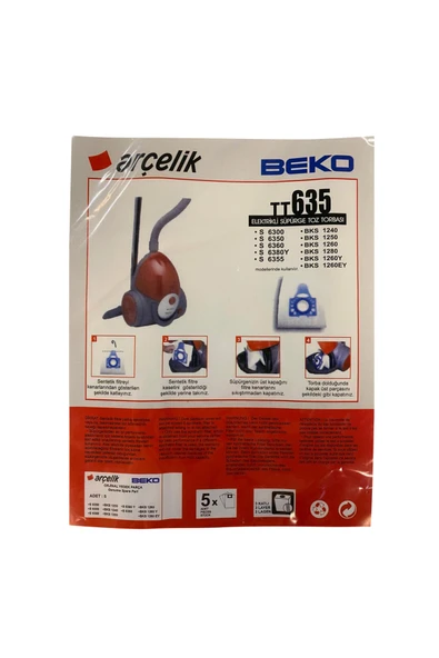 Arçelik S 6255 B,s 6355 Yp Orjinal Elektrikli Süpürge Toz Torbası (5 Adet) ürün görseli 1