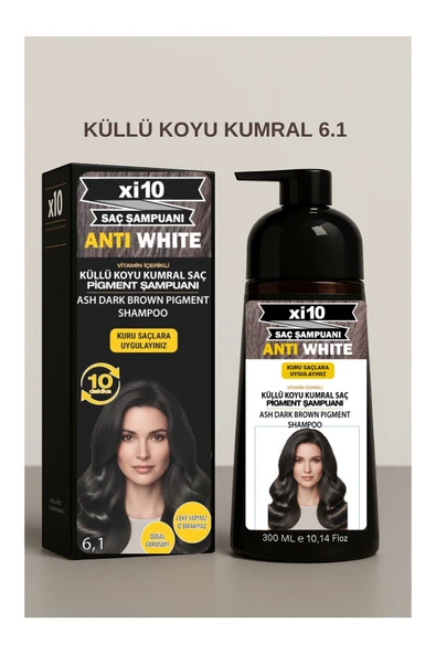 xi10 Beyaz Kapatıcı (Küllü Koyu Kumral 6.1 ) Saç Beyaz Kapatan Hızlı Şampuan (Beyaz Saçlar İçin) 300 ml. ürün görseli 1