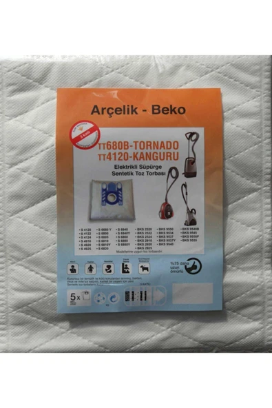 Arçelik - Beko Tt680b - Tornado - Tt4120 - Kanguru Elektrikli Süpürge Sentetik Toztorbası (10 Adet) ürün görseli 1