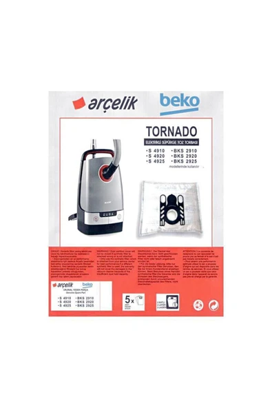Beko ORJİNAL Arçelik Süpürge Torbası S4910-s4920-s4925 Bks2910-bks2920-bks2925 Uyumlu %100 Orjinal ürün görseli 1