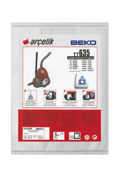 Arçelik Beko Orijinal TT/635 Toz Torbasi 5 ADET ürün görseli 1