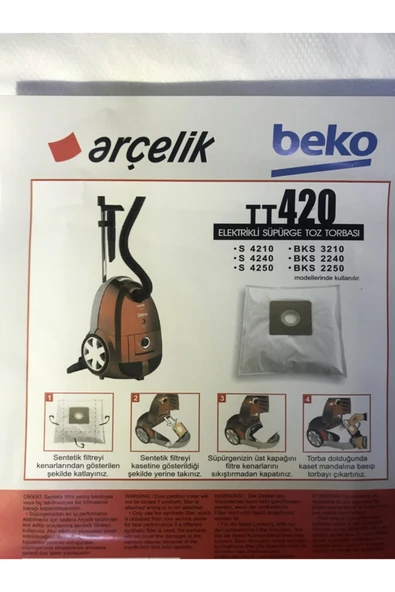 Arçelik S4210 -s 4250 Süpürge Torbası 10 Adet ürün görseli 1