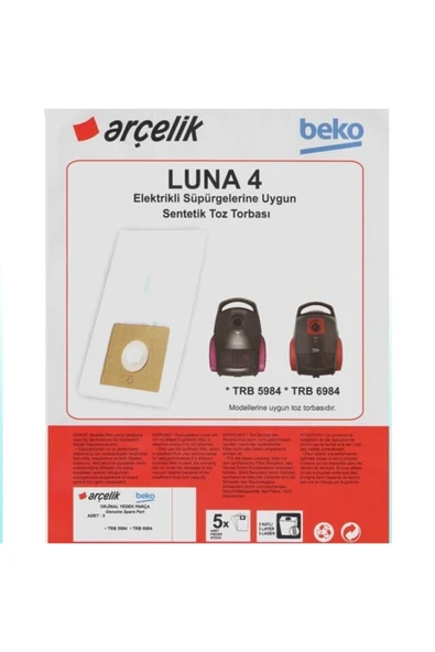 Arçelik Trb 6984 A Orijinal Toz Torbası 5 Adet ürün görseli 1